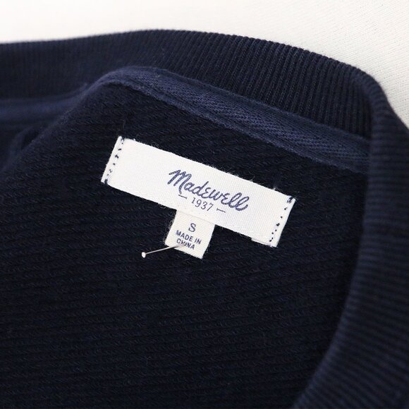 Madewell 100% Cotton Cutout Crewneck Pullover Sweatshirt Navy Blue Size S $72 - Picture 5 of 13